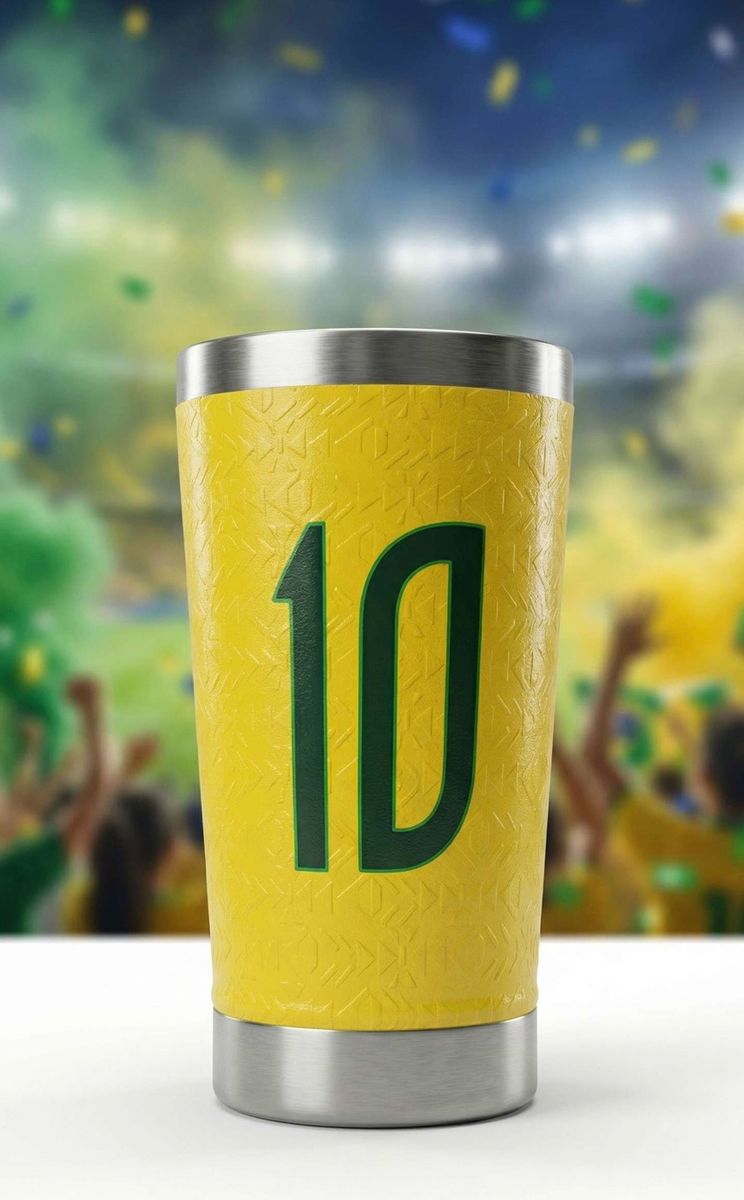COPO TÉRMICO EM ALTO RELEVO UNIFORME DA SELEÇÃO BRASILEIRA (AMARELO)