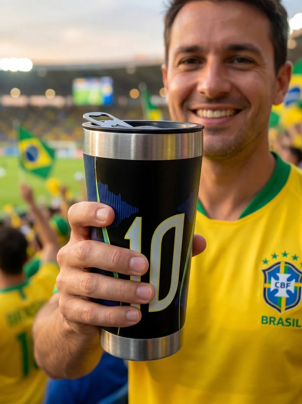 COPO TÉRMICO EM ALTO RELEVO UNIFORME DA SELEÇÃO BRASILEIRA (AZUL)