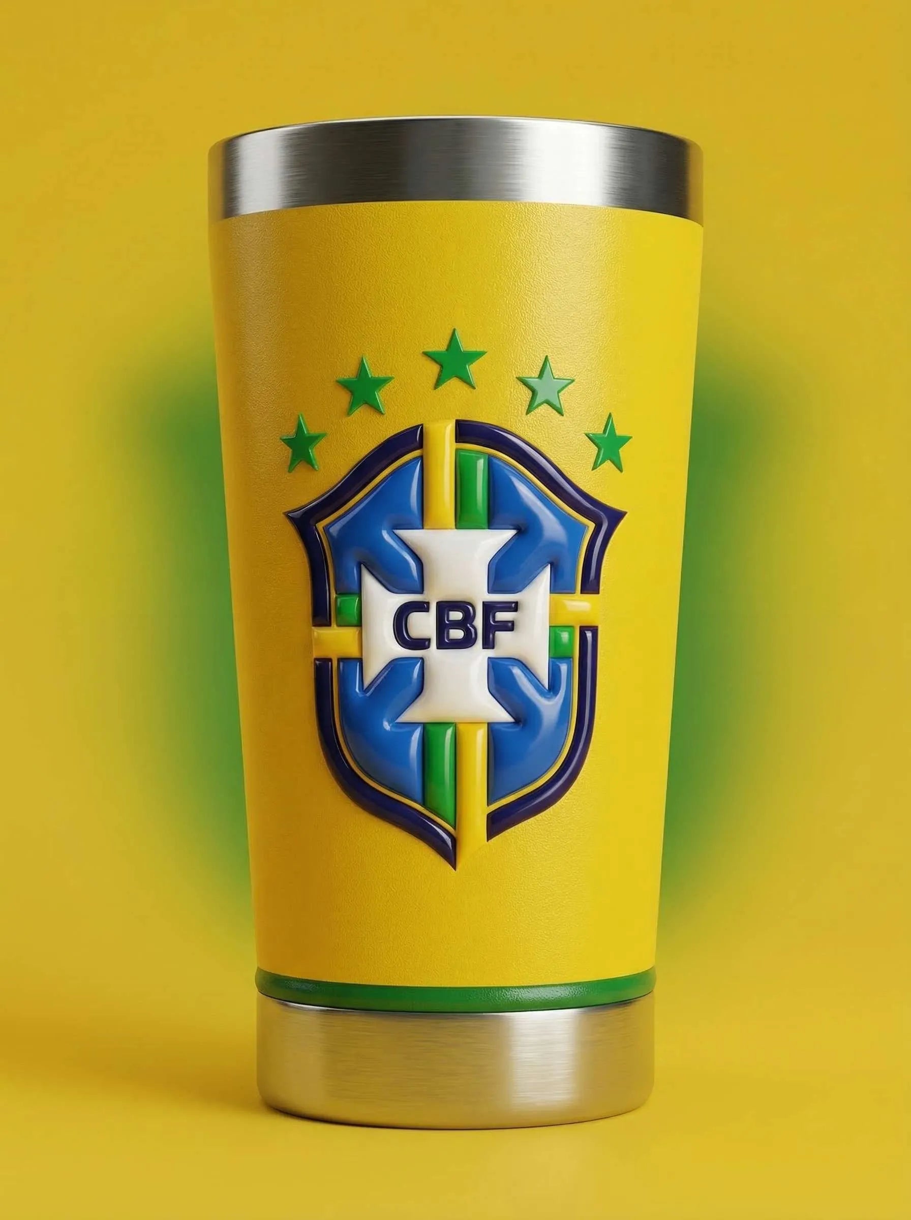 COPO TÉRMICO EM ALTO RELEVO UNIFORME DA SELEÇÃO BRASILEIRA (CANARINHO)
