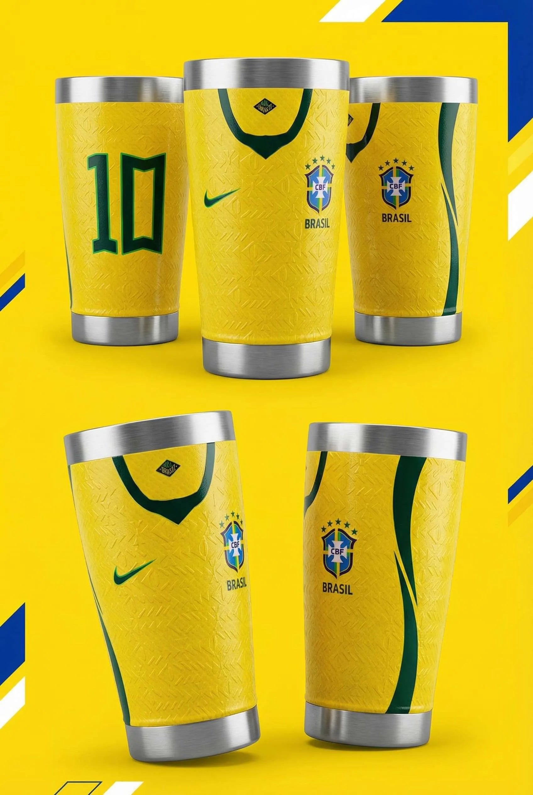 COPO TÉRMICO EM ALTO RELEVO UNIFORME DA SELEÇÃO BRASILEIRA (AMARELO)