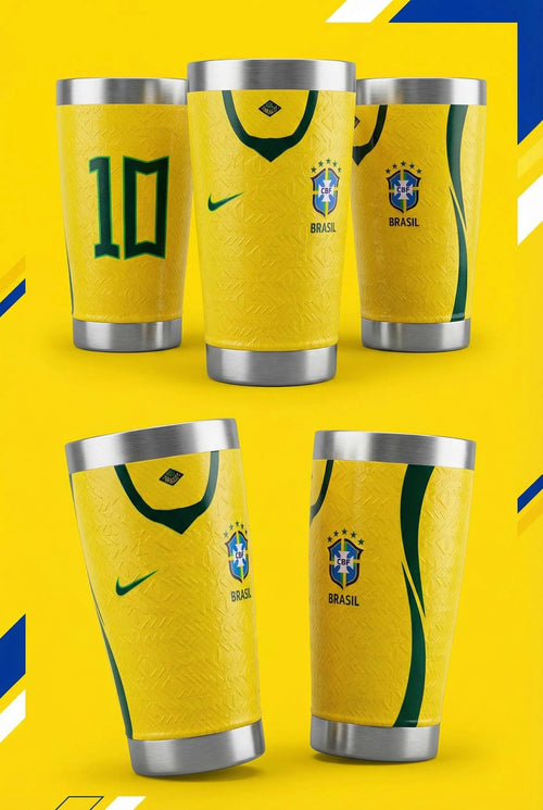 COPO TÉRMICO EM ALTO RELEVO UNIFORME DA SELEÇÃO BRASILEIRA (AMARELO)