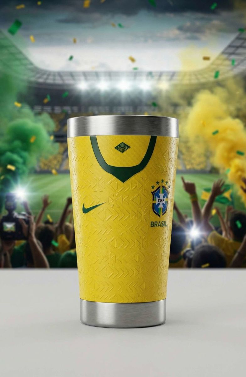COPO TÉRMICO EM ALTO RELEVO UNIFORME DA SELEÇÃO BRASILEIRA (AMARELO)